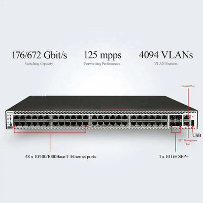 Puertos Ethernet 48*10/100/1000BASE-T y puertos SFP 4*10GE PoE Switch con función LACP